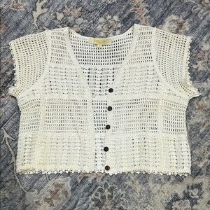 Rebellion Ivory Crochet Knit Top